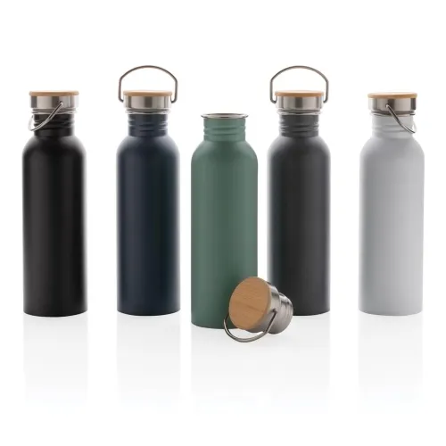 Serpens Stainless Steel Bottle with Bamboo Lid Promotional Drinkware